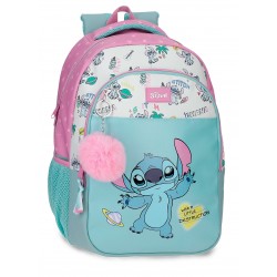 Ghiozdan scoala Stitch Little Destruction adaptabil 2 compartimente, buzunar laptop 14x42x28 cm