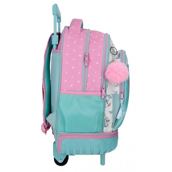 Ghiozdan troler detasabil Stitch Little Destruction 2 compartimente, 2 roti 21x45x32 cm