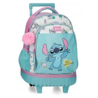 Ghiozdan troler detasabil Stitch Little Destruction 2 compartimente, 2 roti 21x45x32 cm
