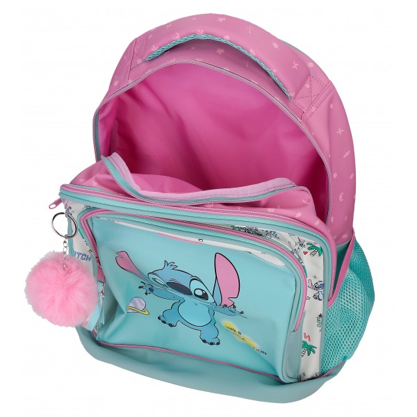 Ghiozdan troler detasabil Stitch Little Destruction 2 compartimente, 2 roti 21x45x32 cm
