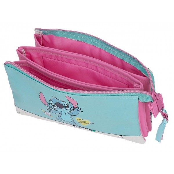 Penar scoala Stitch Little Destruction 3 compartimente 5x12x22 cm