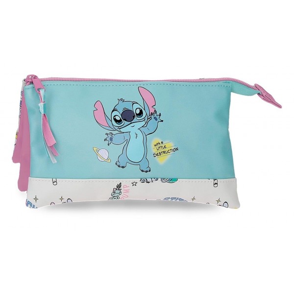 Penar scoala Stitch Little Destruction 3 compartimente 5x12x22 cm