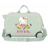 Valiza copii ride-on Floral Kitty ABS, 4 roti, verde menta, 45x31x20 cm