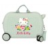 Valiza copii ride-on Floral Kitty ABS, 4 roti, verde menta, 45x31x20 cm