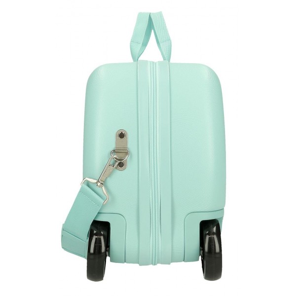 Valiza copii ride-on Dino Webs ABS, 4 roti, albastru turcoaz, 45x31x20 cm