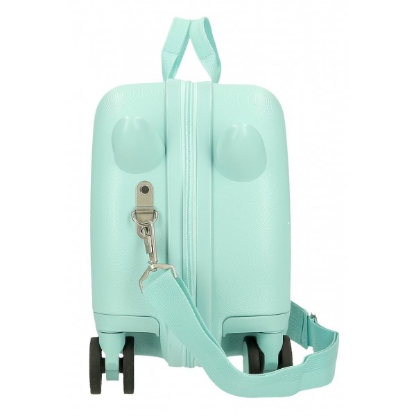 Valiza copii ride-on Dino Webs ABS, 4 roti, albastru turcoaz, 45x31x20 cm