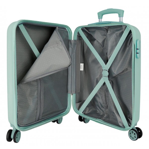 Troler cabina Dino Webs ABS, 4 roti, albastru turcoaz, 38x55x20 cm