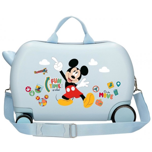 Valiza copii ride-on Mickey Fun Times ABS, 4 roti, 45x31x20 cm