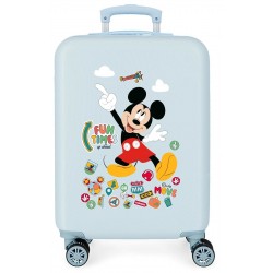 Troler cabina Mickey Fun Times ABS, 4 roti, albastru deschis, 38x55x20 cm