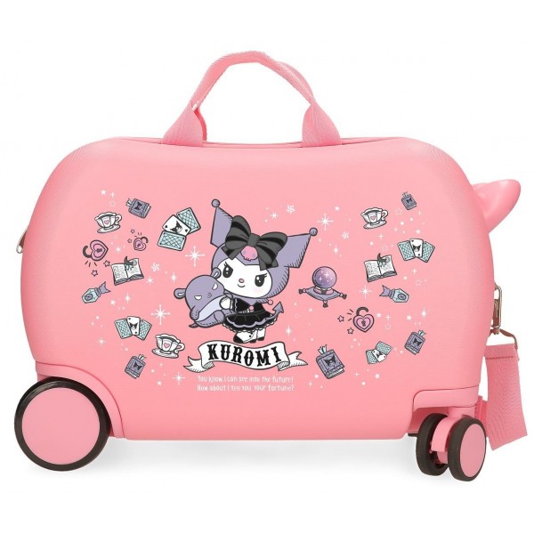 Valiza copii ride-on Kuromi Fortune ABS 4 roti roz 45x31x20 cm