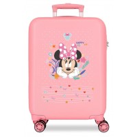 Troler cabina Minnie Happy To Be Me ABS, 4 roti, roz, 38x55x20 cm