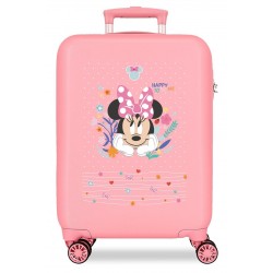 Troler cabina Minnie Happy To Be Me ABS, 4 roti, roz, 38x55x20 cm