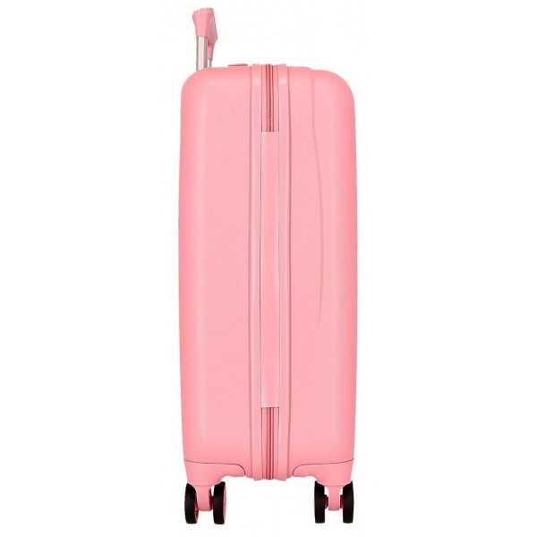 Troler cabina Minnie Happy To Be Me ABS, 4 roti, roz, 38x55x20 cm