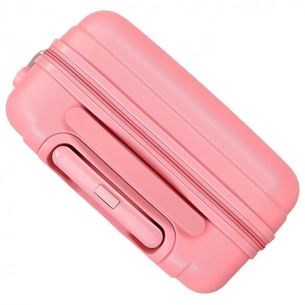 Troler cabina Minnie Happy To Be Me ABS, 4 roti, roz, 38x55x20 cm