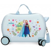 Valiza copii ride-on Frozen Forever ABS, 4 roti, albastru deschis, 45x31x20 cm