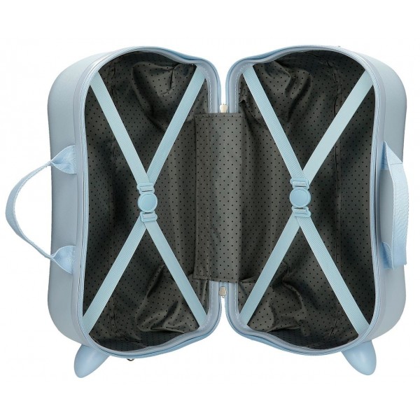 Valiza copii ride-on Frozen Forever ABS, 4 roti, albastru deschis, 45x31x20 cm