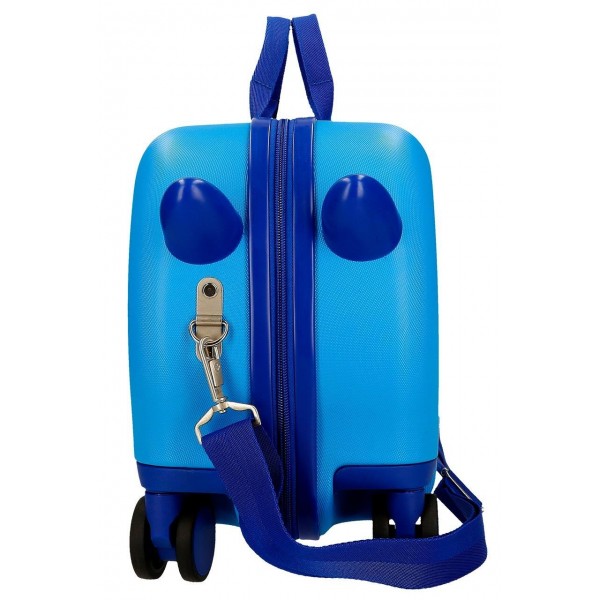 Valiza copii ride-on Iron Friends ABS, 4 roti, albastru, 45x31x20 cm