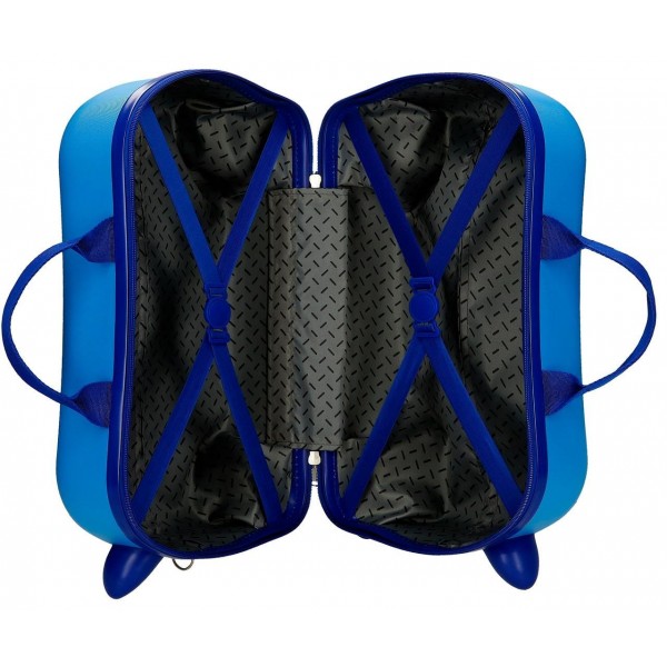 Valiza copii ride-on Iron Friends ABS, 4 roti, albastru, 45x31x20 cm