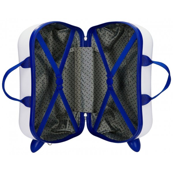 Valiza copii ride-on Iron Friends ABS, 4 roti, alb, 45x31x20 cm