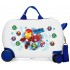 Valiza copii ride-on Iron Friends ABS, 4 roti, alb, 45x31x20 cm