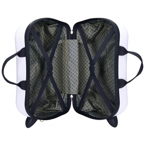 Valiza copii ride-on Stitch Exited ABS 4 roti alba 45x31x20 cm