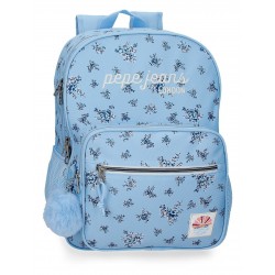 Rucsac casual fete Pepe Jeans Olivia 2 compartimente, adaptabil bleu 30x40x12 cm