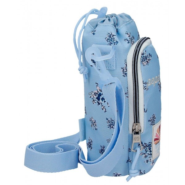 Geanta umar pentru sticla Pepe Jeans Olivia, bleu 8x20.5x8 cm