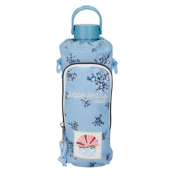 Geanta umar pentru sticla Pepe Jeans Olivia, bleu 8x20.5x8 cm