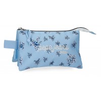 Penar fete Pepe Jeans Olivia 3 compartimente bleu 22x12x5 cm