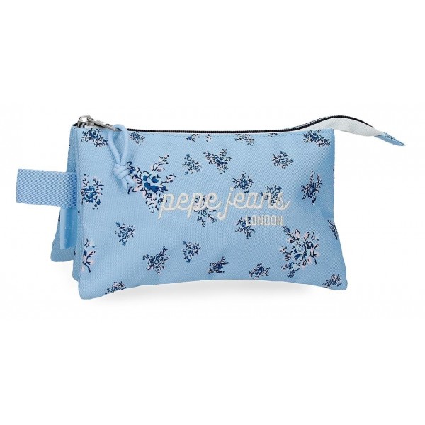 Penar fete Pepe Jeans Olivia 3 compartimente bleu 22x12x5 cm