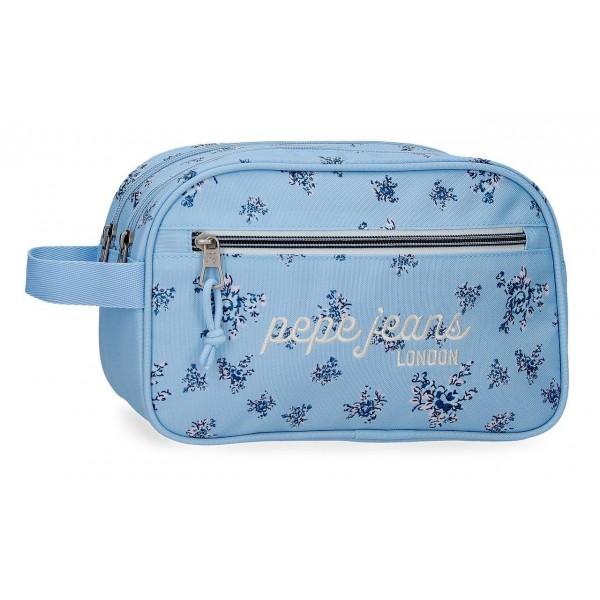 Borseta cosmetice Pepe Jeans Olivia, 2 compartimente, adaptabila bleu 26x16x12 cm