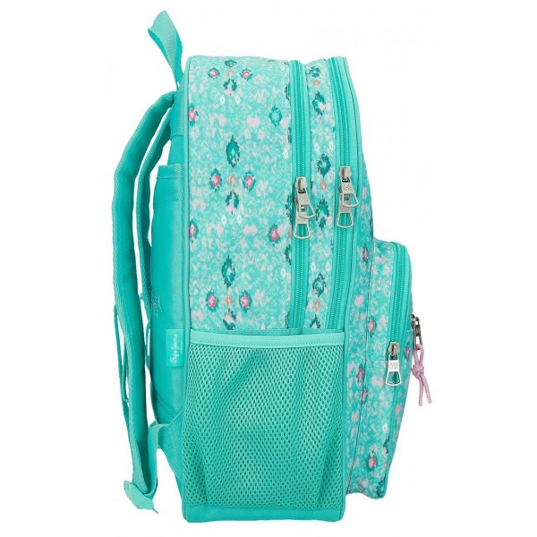 Rucsac Pepe Jeans Sun verde turcoaz adaptabil, 2 compartimente 13x40x30 cm