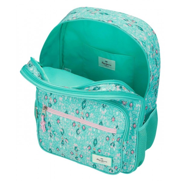 Rucsac Pepe Jeans Sun verde turcoaz adaptabil, 2 compartimente 13x40x30 cm
