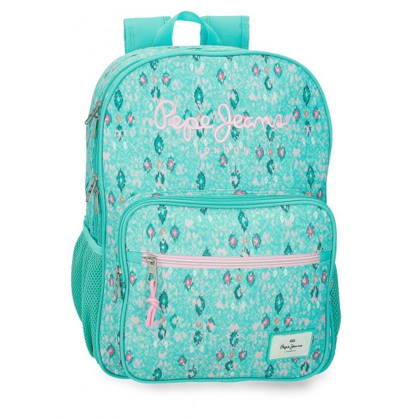 Rucsac Pepe Jeans Sun verde turcoaz adaptabil, 2 compartimente 13x40x30 cm