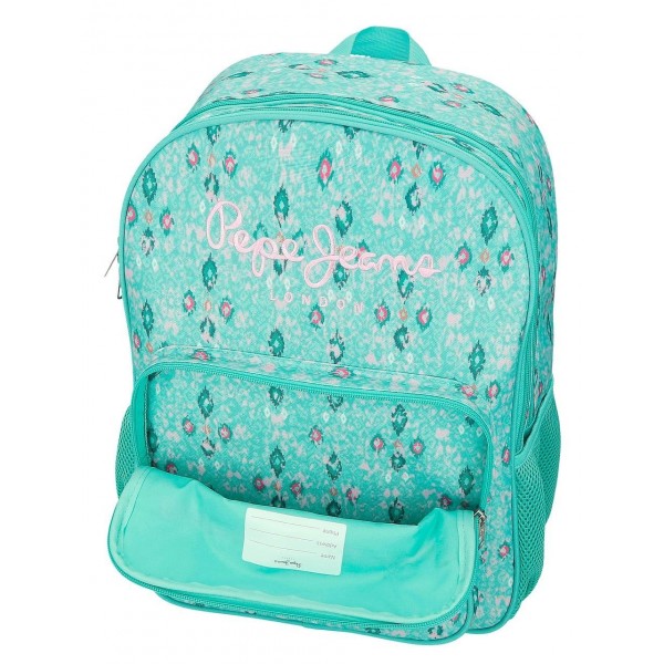 Rucsac Pepe Jeans Sun verde turcoaz adaptabil, 2 compartimente 13x40x30 cm
