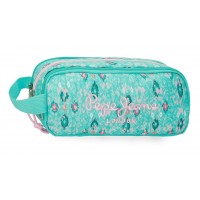 Penar Pepe Jeans Sun verde turcoaz, 3 compartimente 9x10x22 cm