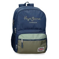 Rucsac Pepe Jeans Arwyn 2 compartimente, buzunare laptop/tableta, bleumarin adaptabil 15x46x33 cm