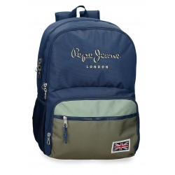Rucsac Pepe Jeans Arwyn 2 compartimente, buzunare laptop/tableta, bleumarin adaptabil 15x46x33 cm