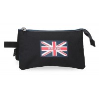 Penar Pepe Jeans Henry negru, 3 compartimente 5x12x22 cm