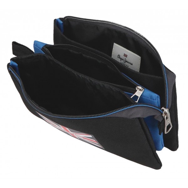 Penar Pepe Jeans Henry negru, 3 compartimente 5x12x22 cm