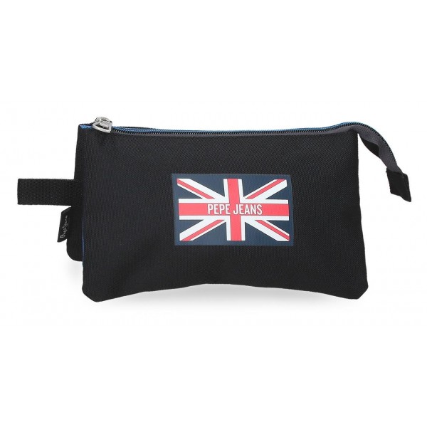 Penar Pepe Jeans Henry negru, 3 compartimente 5x12x22 cm