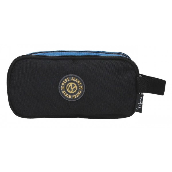 Penar Pepe Jeans Henry negru, 3 compartimente 9x10x22 cm