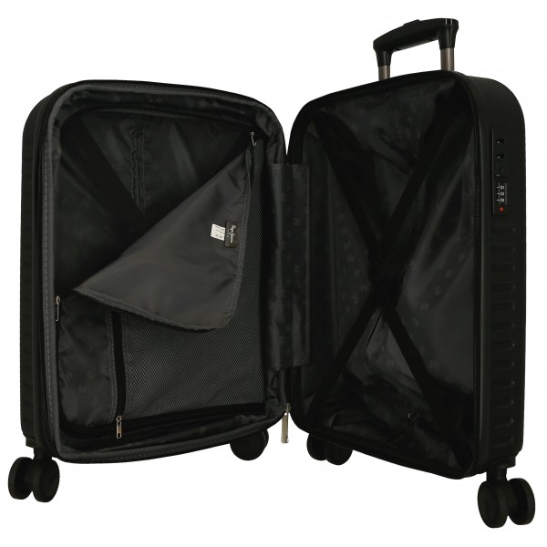 Troler cabina Pepe Jeans Henry, ABS, extensibil, negru, 40x55x20 cm