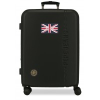Troler mediu Pepe Jeans Henry, ABS, extensibil, negru, 68x48x27 cm