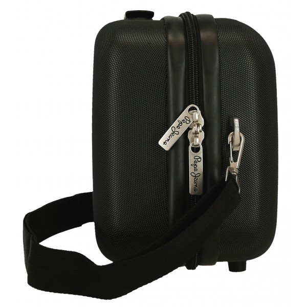 Geanta cosmetice Pepe Jeans Aris, ABS, adaptabila neagra 25x21x15 cm