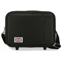 Geanta cosmetice Pepe Jeans Aris, ABS, adaptabila neagra 25x21x15 cm