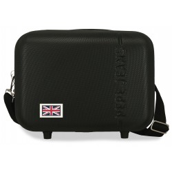Geanta cosmetice Pepe Jeans Aris, ABS, adaptabila neagra 25x21x15 cm