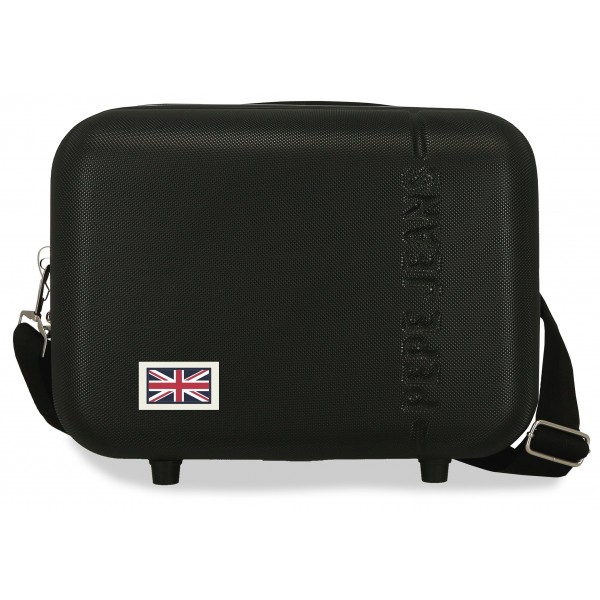 Geanta cosmetice Pepe Jeans Aris, ABS, adaptabila neagra 25x21x15 cm