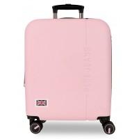 Troler cabina Pepe Jeans Aris, ABS, extensibil, roz 55x40x20 cm
