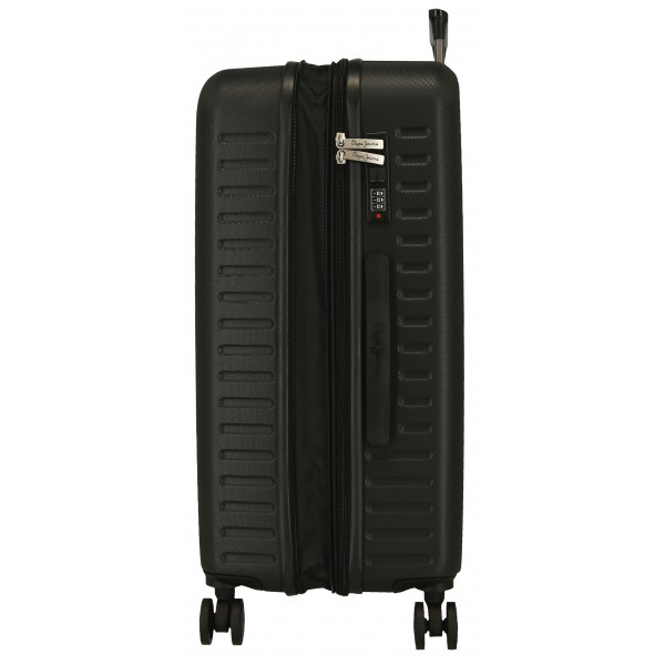 Troler mediu Pepe Jeans Aris, ABS, extensibil, negru, 68x48x27 cm